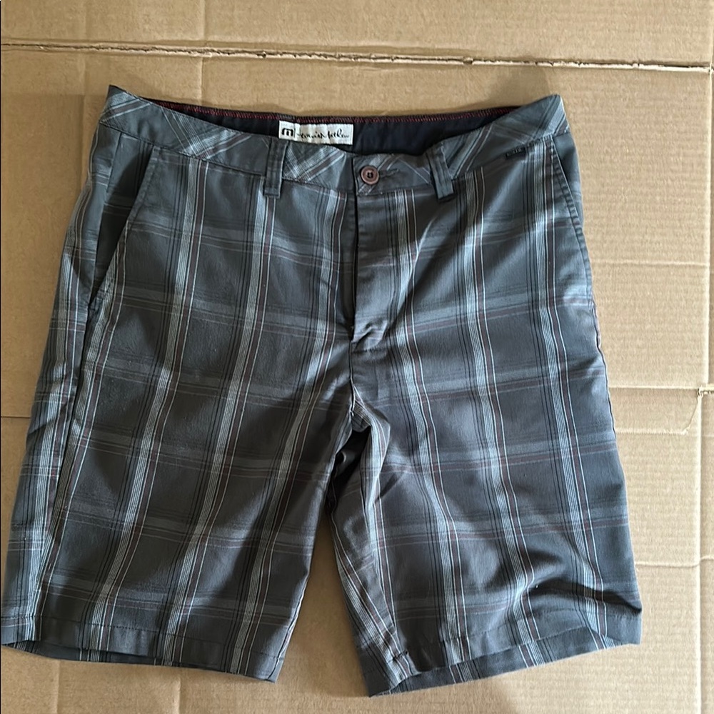 Travis Mathew Charcoal Plaid Shorts